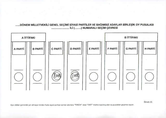 2023 Seçimleri Geçerli ve Geçersiz Oy Pusulası Örnekleri 1