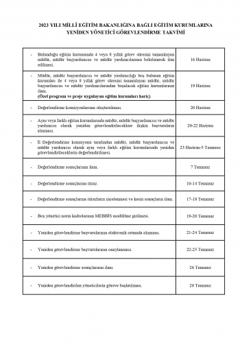 2023 Yönetici Atama Takvimi 1