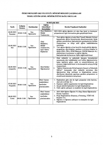 Öğretmenlerin 4-8 Eylül Seminer Programı 7