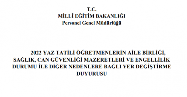 Öğretmenlerin 2022 Ağustos Özür Grubu Atama Kılavuzu Yayımlandı