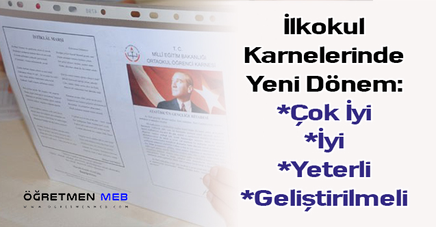 İlkokul Karnelerinde Yeni Dönem