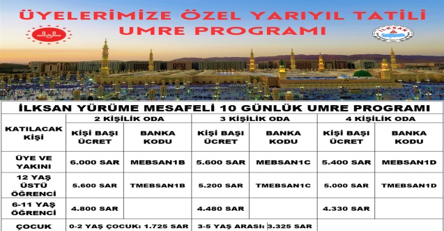 İLKSAN ÜYE VE YAKINLARINA ÖZEL YARIYIL TATİLİ UMRE PROGRAMI