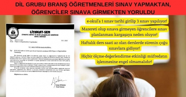 DİL GRUBU BRANŞ ÖĞRETMENLERİ SINAV YAPMAKTAN, ÖĞRENCİLER SINAVA GİRMEKTEN YORULDU