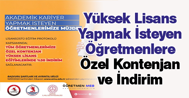 Yüksek Lisans Yapmak İsteyen Öğretmenlere Özel Kontenjan ve İndirim